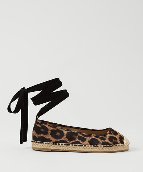 Ann Taylor Shoes - Ann Taylor Leopard Print Lace-Up Espadrille Flats Women's Size 6.5 M